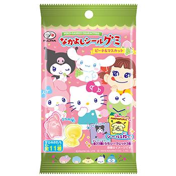 ６粒ペコ×サンリオキャラクターズなかよしシールグミ（ピーチ＆マスカット）